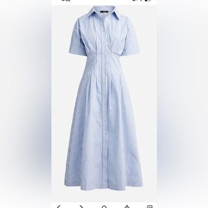 J. Crew Blue and White Striped Midi Dress